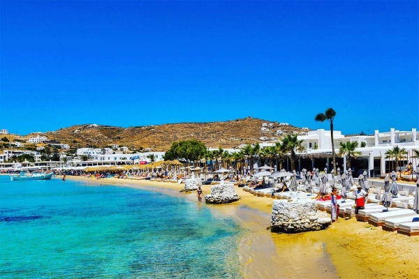 Ornos Strand - Weltbekannte Insel Mykonos, Griechenland